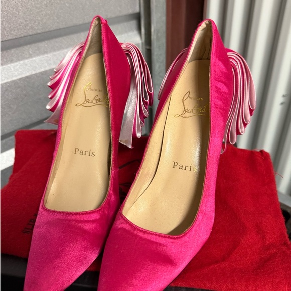 Christian Louboutin Pink Satin Heels - Picture 1 of 6
